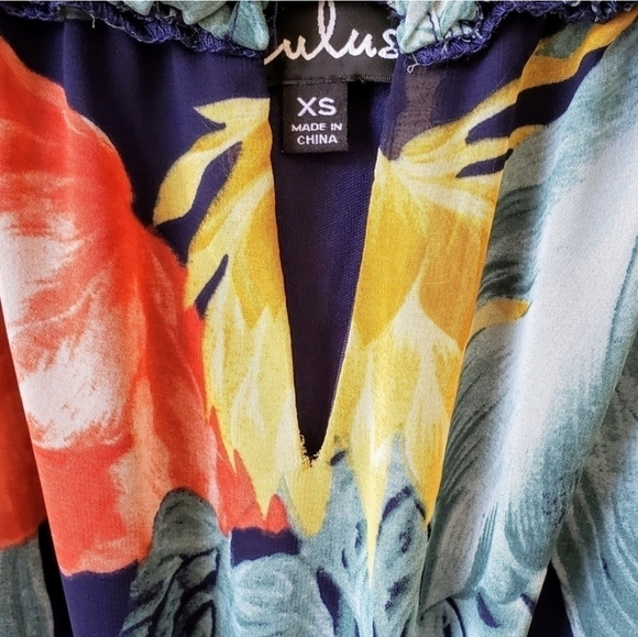 Lulus Infinite Love Floral Tropical Print Off Shoulder Ruffle Maxi Dress XS NWT - Picture 7 of 8